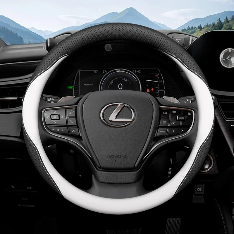 37-38cm dual-color thread seamless car steering wheel cover suitable for Lexus RX NX ES IS LX600 GX LC Car Interior Accessories