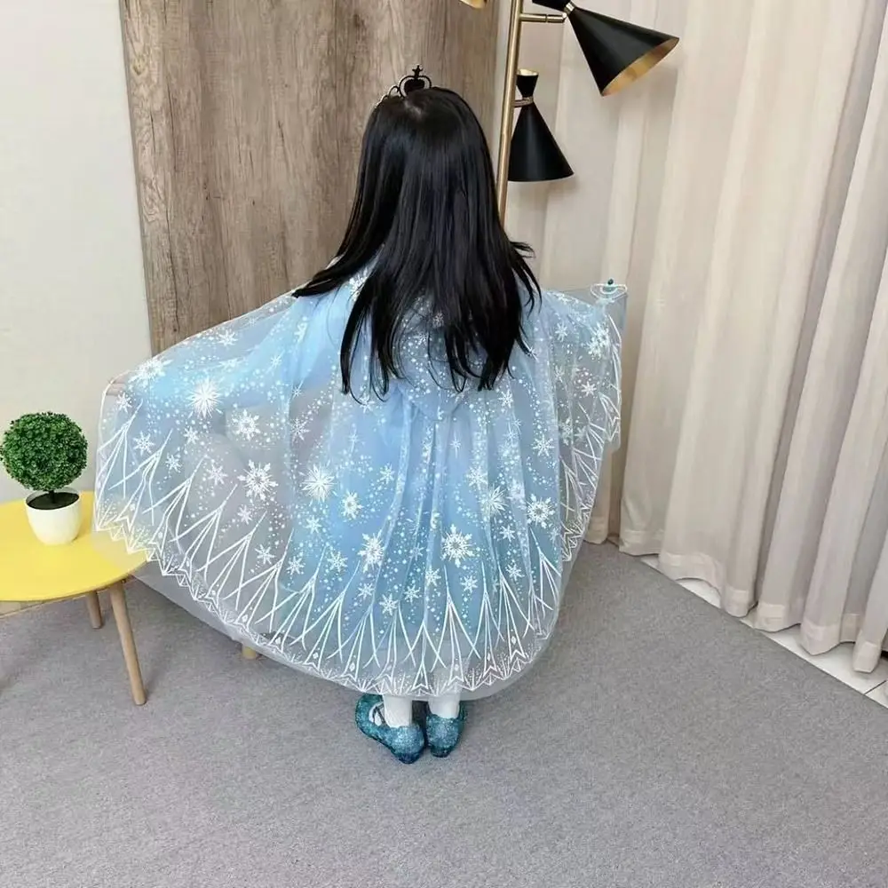 New Sequins Girls Princess Cape Cute Mesh Elegant Dress Cape Sweet Cosplay Girl Tulle Cloak Carnival Party