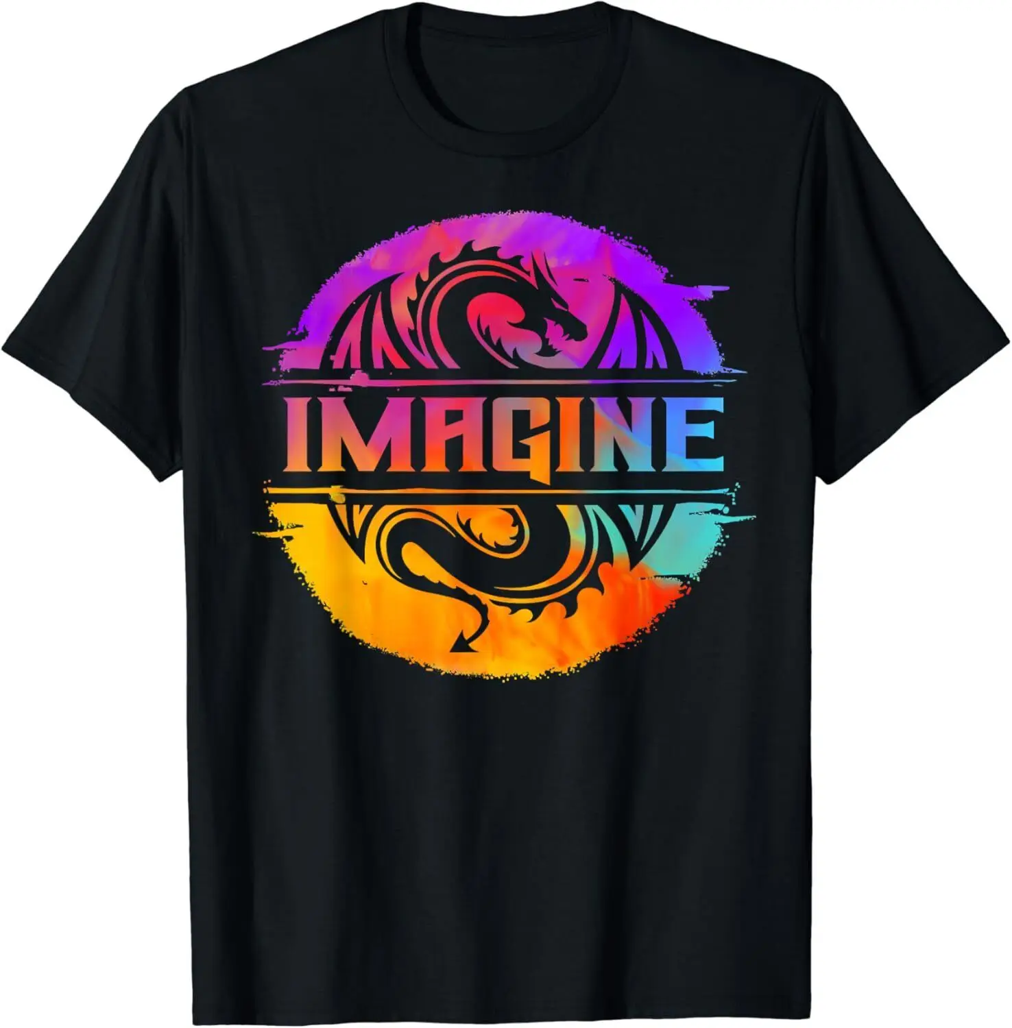 NEW Imagine Fantasy Dragon Retro Tribal Colorful Art Gift T-Shirt - MADE IN USA