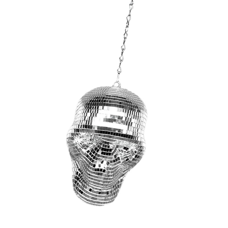 Palline da discoteca a specchio Testa teschio riflettente Ornamento da appendere per decorazioni per feste 203C