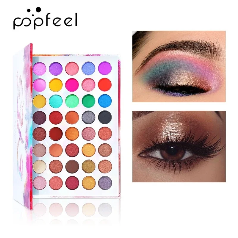 POPFEEL-Palette de fards à barrage pour studio de documents, 40 teintes pigmentées 402 et 256 nuances, maquillage scintillant, imperméable, mélangeur