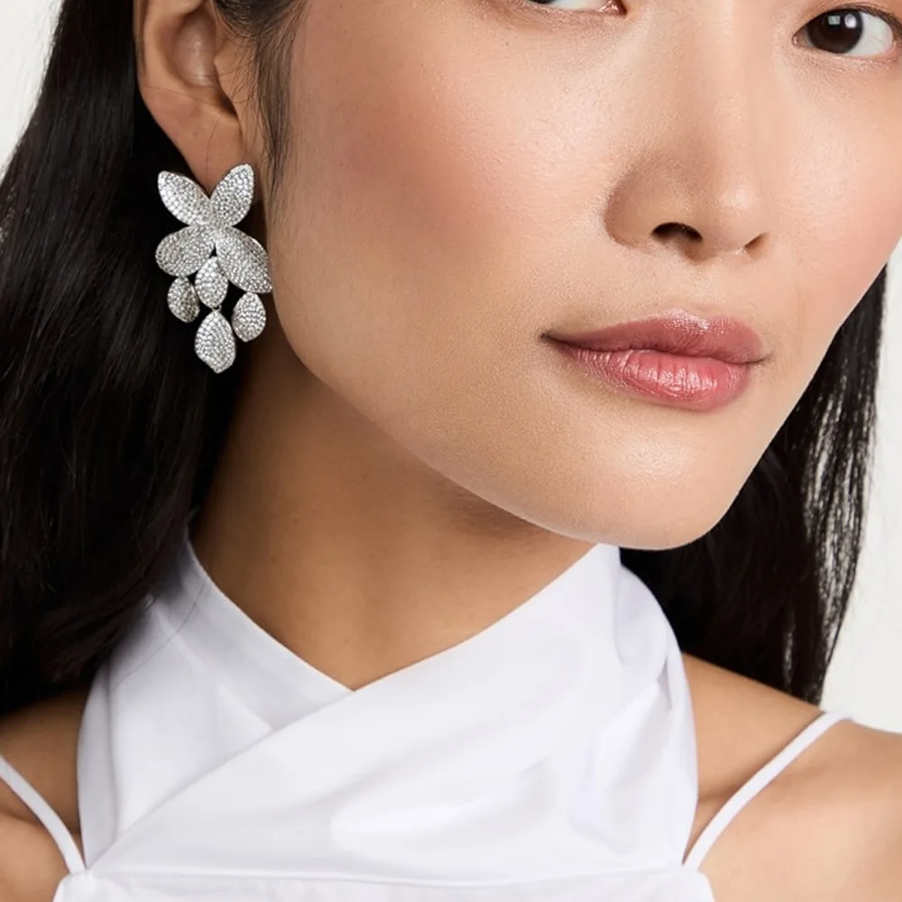 

Любимые роскошные серьги-капли знаменитостей с листьями и цветами, коллекция серег-капель со стразами, свадебные серьги для женщин, подарок