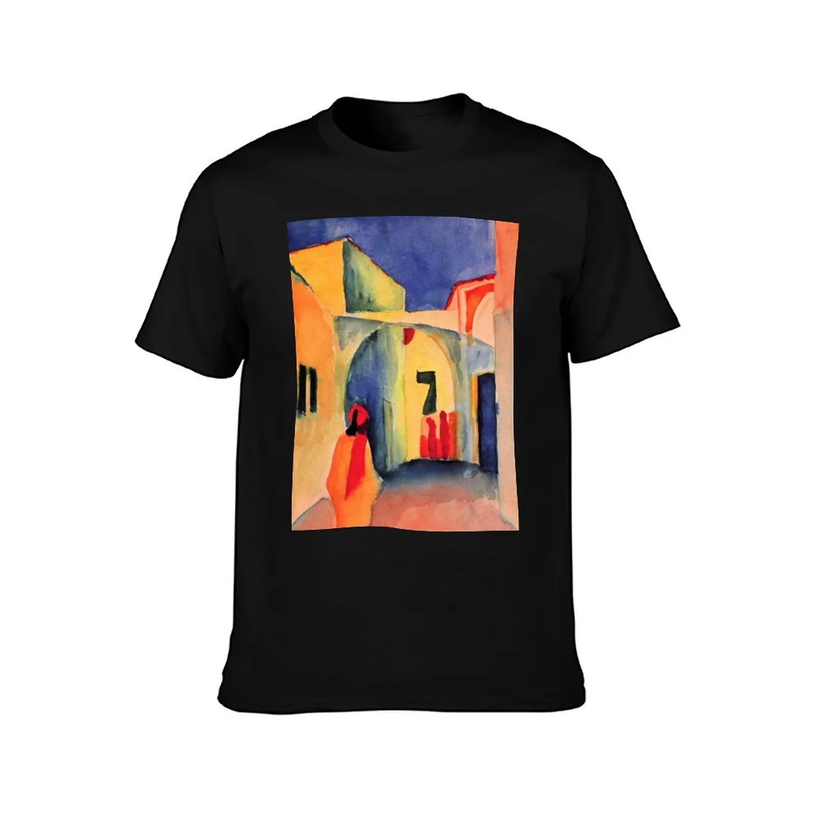 Vintage August MackeView into a Lane 1914 T-Shirt, Summer Casual Cotton Tee, Oversized Streetwear Tops, Vintage Graphic Print