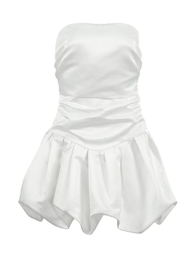 Vestido de Tulipán Ajustado de Moda para Fiesta de Cumpleaños, Sin Tirantes, Cintura Alta, Falda en Línea A, Estilo Discoteca...