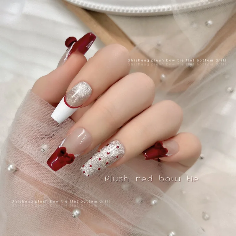 20PCS 3D fluffy Flocking Nail Art Bow Tie Charms Bowknot Accessories Parts For Winter Nail Decoration Design Supplies Material - Image 4