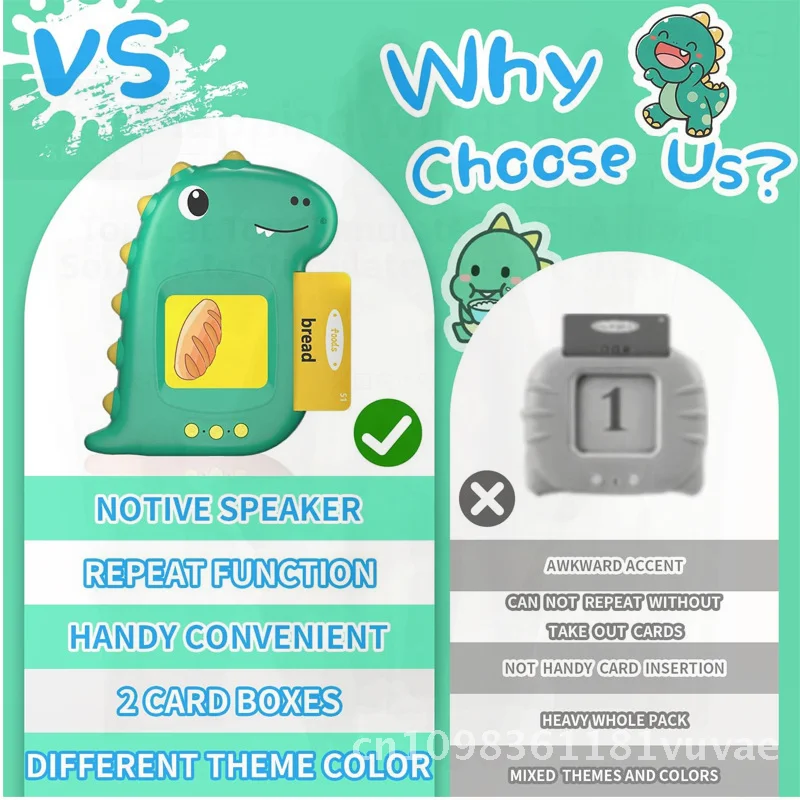 آلة ألغاز بطاقة فلاش الناطقة للتعليم المبكر لعبة تعلم اللغة الإنجليزية مع وظيفة قارئ القصص للدماغ القابل لإعادة الشحن للرضع #1