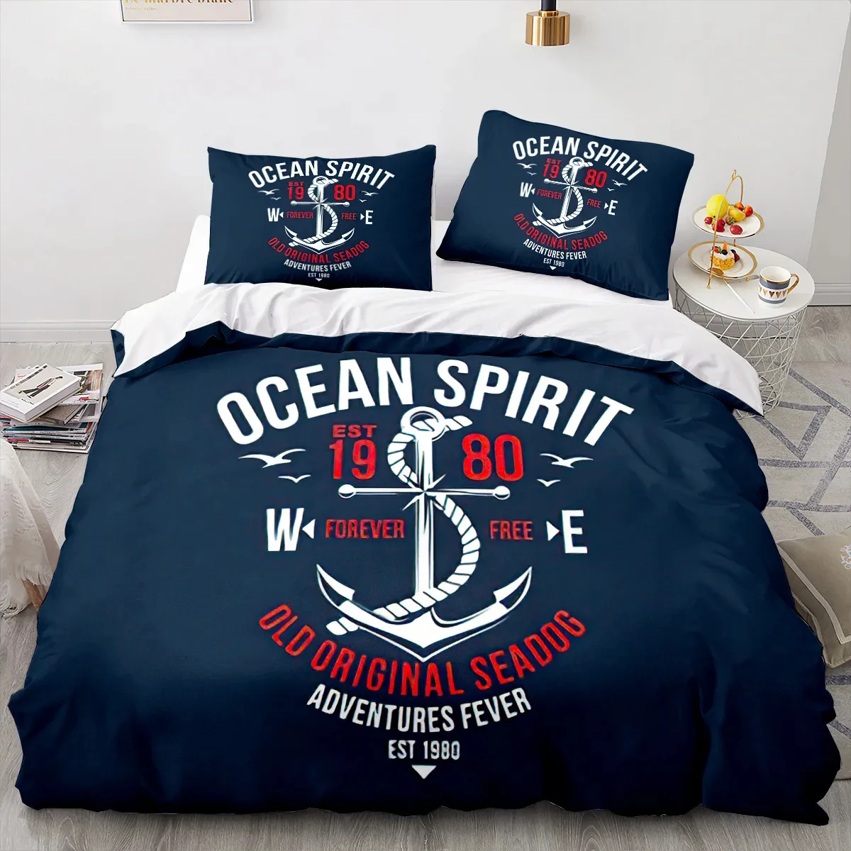 

Anchor Marine Bedding Set Ocean Sea 3d Duvet Cover Sets Comforter Set Bedding Twin Queen King Single Size Blue Ship Vessel Kids