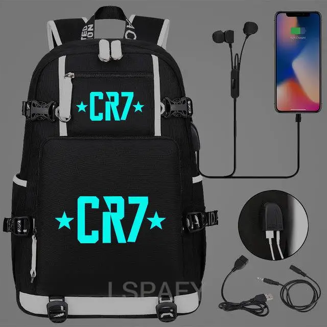 Luminous CR7 Football Backpack Waterproof Children\'s backpack Boys Girls Senior High School Teens backpack Mochila Infantil