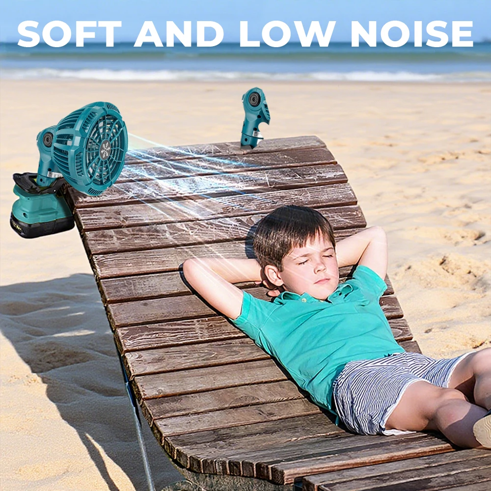 

Беспроводной вентилятор для рабочей площадки для литий-ионных аккумуляторов Makita 18 В, 3 скорости, регулируемый уличный перезаряжаемый вентилятор для кемпинга 315 ° Вращение