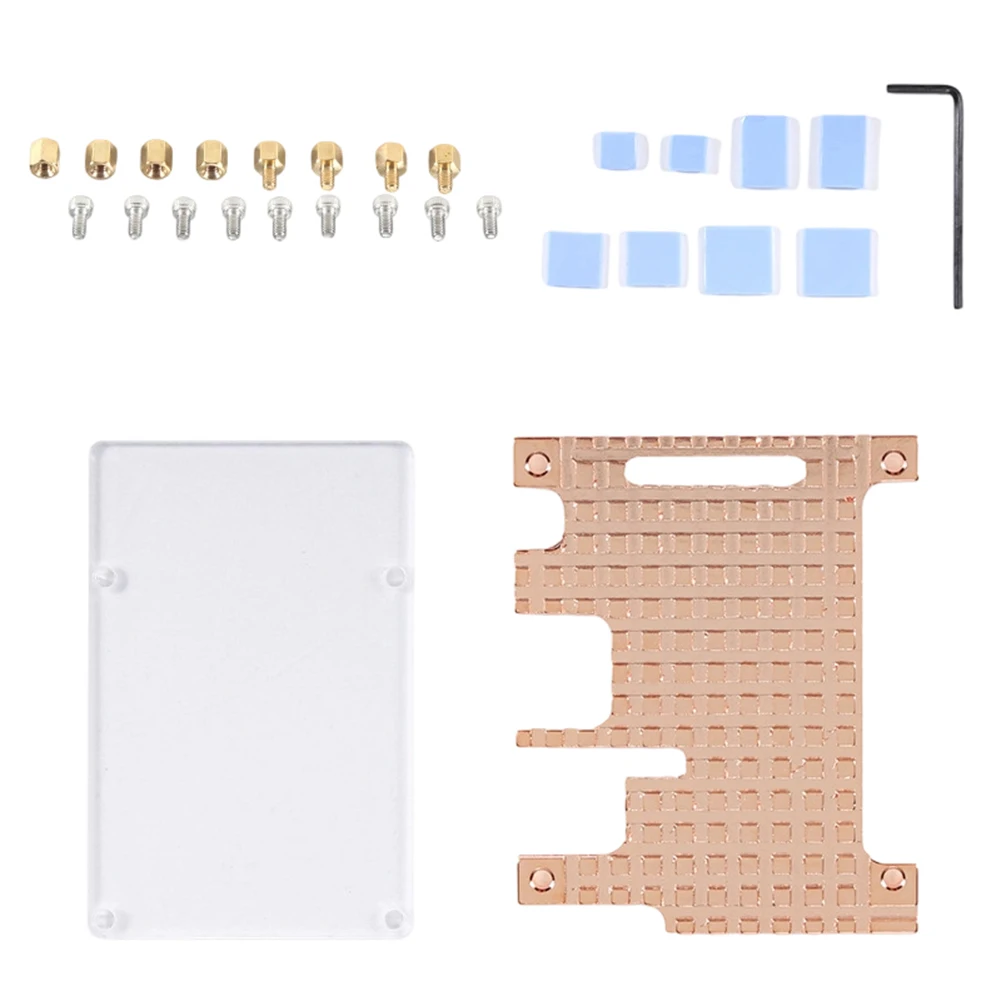 1pc Pure Copper Heatsink For Raspberry Pi 3 ModelB Passive Cooling Kit With Silicone Pad AcrylicPlate Efficient Thermal