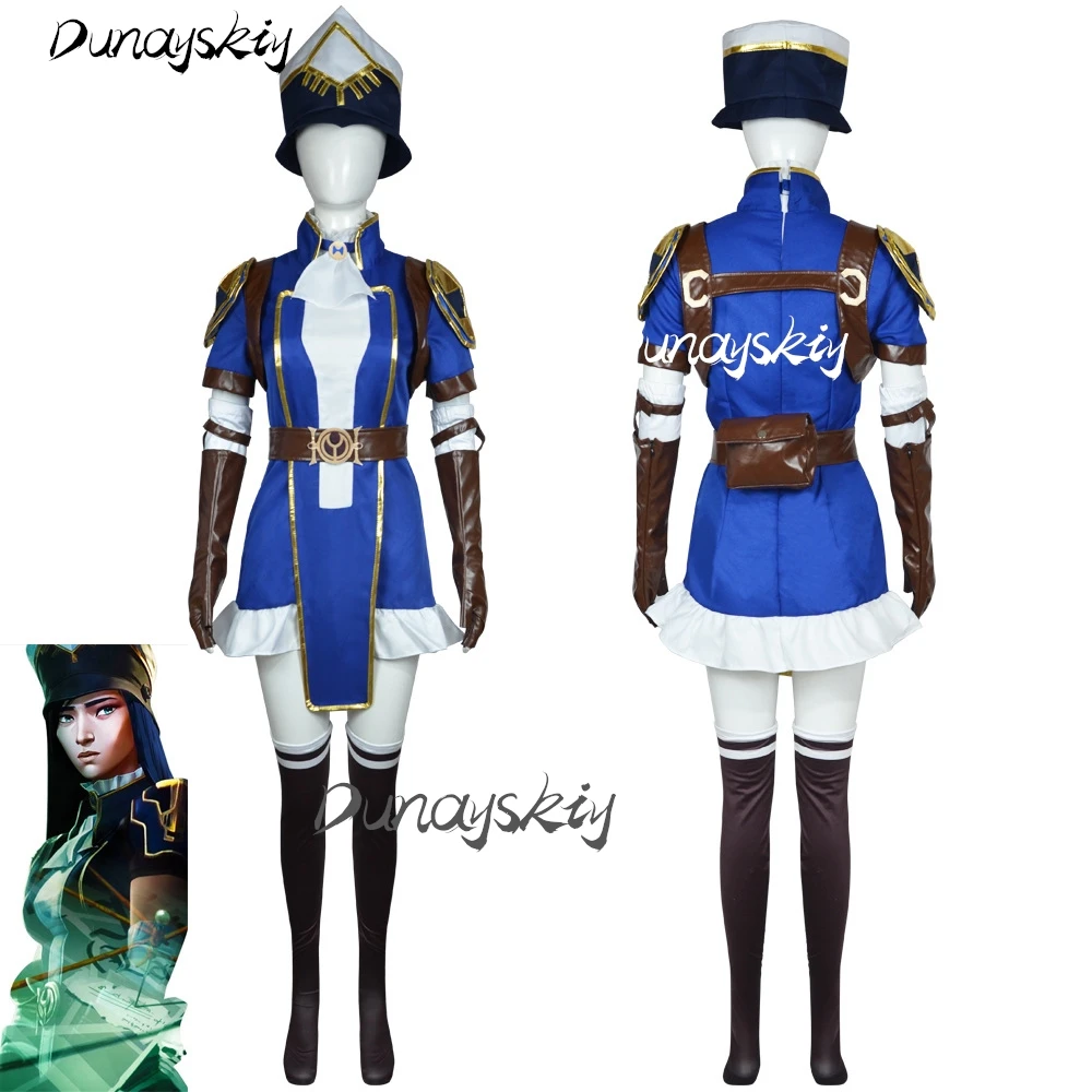 Caitlyn Kiramman Cosplay Costume Blue Uniform Outfit Game LOL Arcane League of Legends The Sheriff of Piltover Customized