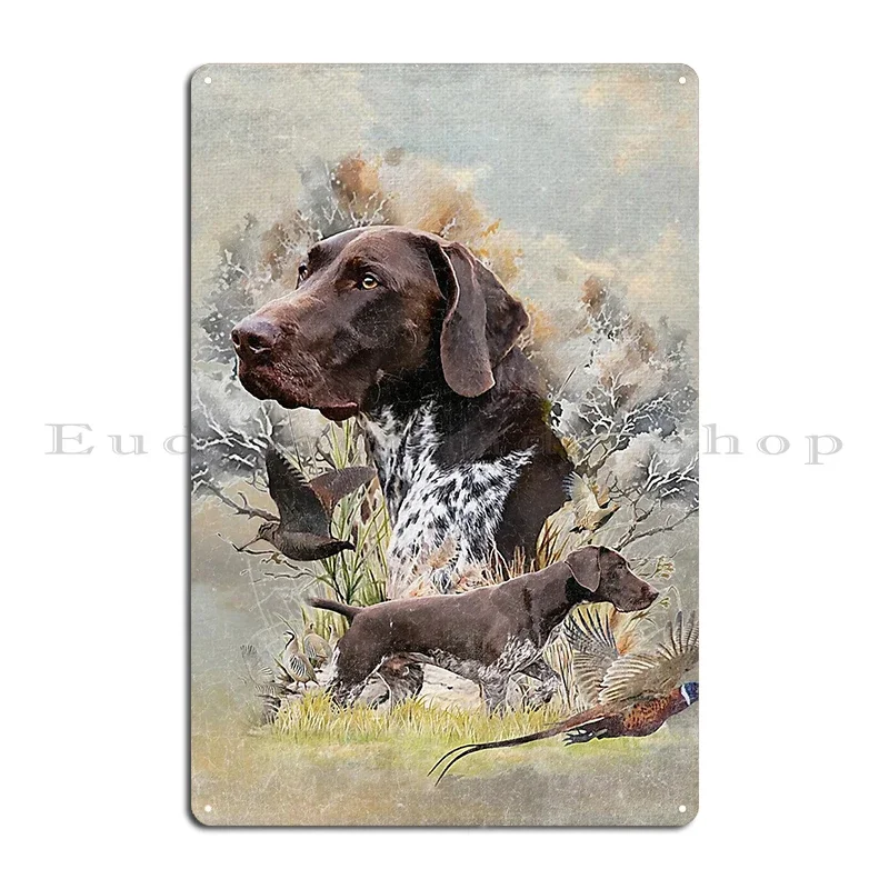 A versatile Pheasant & woodcock Hunting with German Shorthaired Pointer Metal Garage Home Plaques Printing Tin Sign Poster view 2