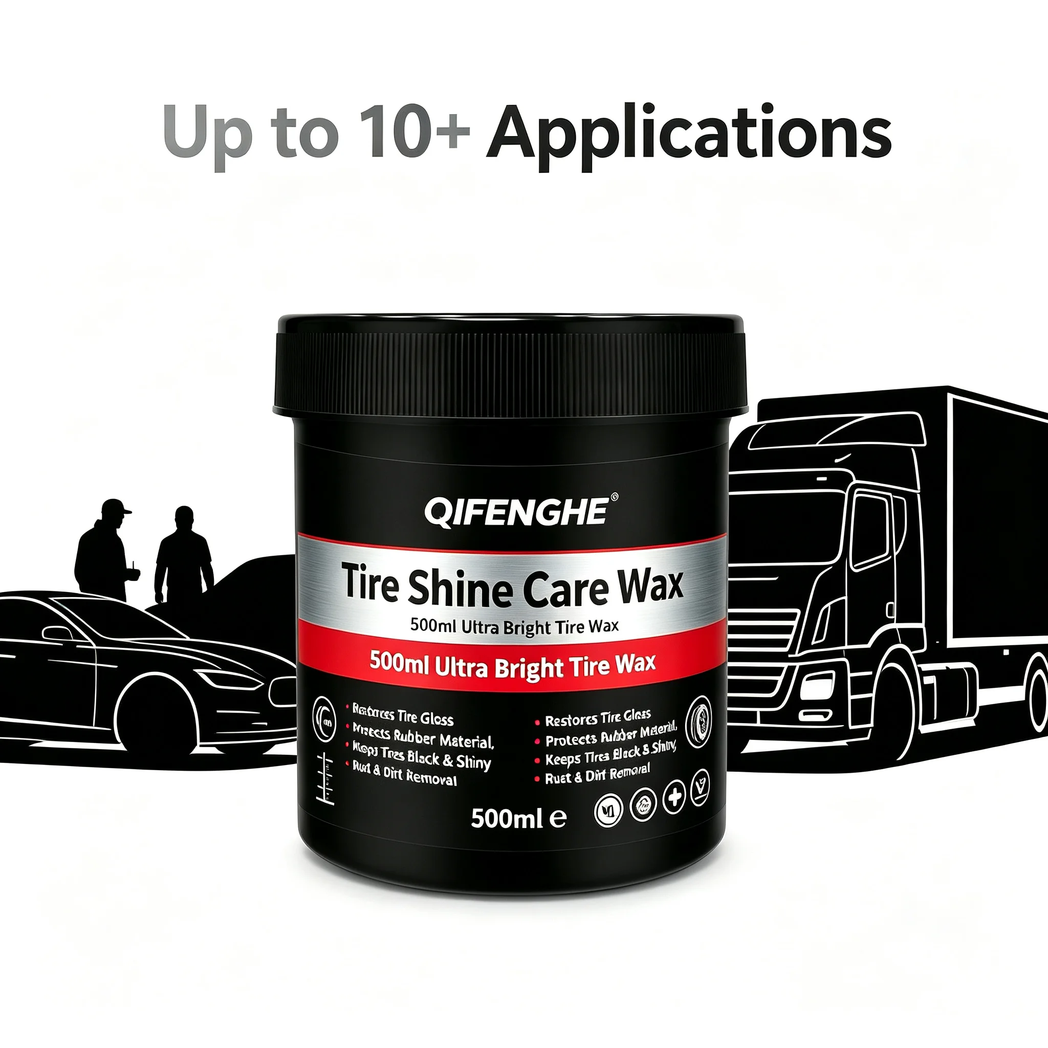 500ml Car Plastic Restorer Whitening Paste, Multi-Purpose Trim Rubber Tire Polish, Anti-Aging Protection
