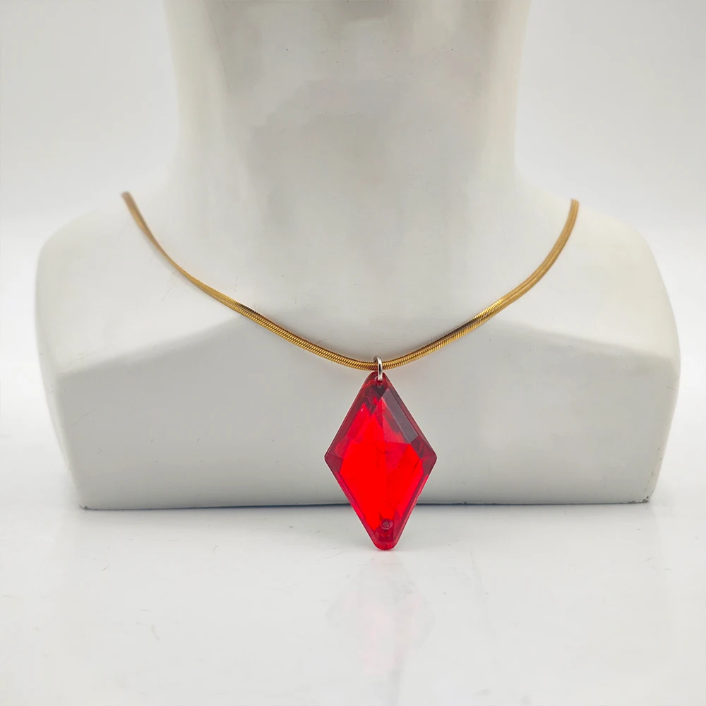 Anime Devil May Cry Dante Cosplay Necklace Red Diamond Metal Chain Adult Party Props
