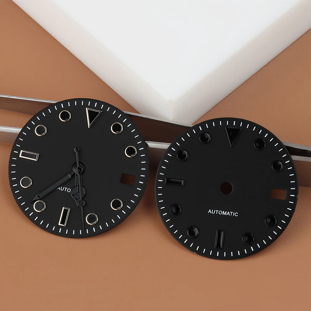 28.5mm Sterile Black Watch Dial Fit NH34 NH35 NH36 Movement For Yacht-Master Dial Hands No Luminous Fit 40mm Case Watch Face