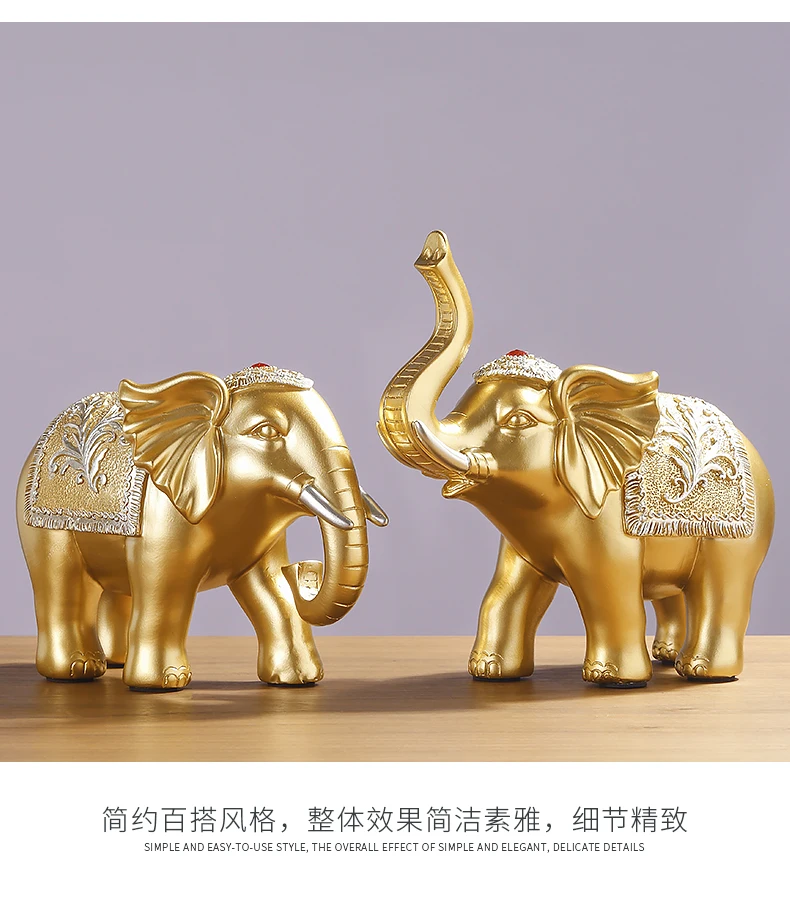 A PAIR 2PCS Home store Company SHOP TOP ART decorative bring wealth money GOOD LUCK ZHAO CAI FU elephants FENG SHUI Statue