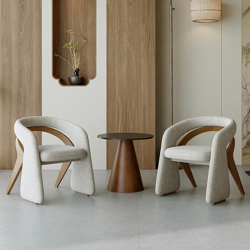 Italian Light Luxury Solid Wood Reception Negotiation Table And Chair Combination Designer Hotel Lobby Clubhouse Lounge Area One