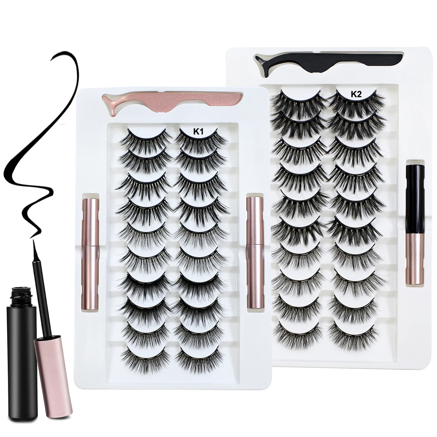 

10Pairs Magnet False Eyelashes Reusable Magnetic Eyelashes With Eyeliner and Tweezers Natural Look Fake Eyelashes