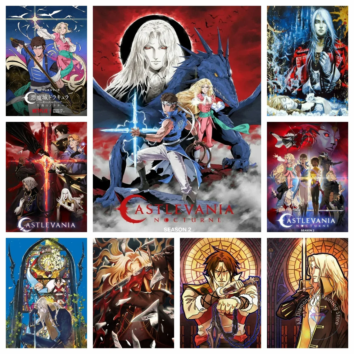 C-Castlevania-Nocturne-Season 2 Cartoon Diamond Drawing Kit 5D DIY Diamond Handmade Art Children's Gift Crafts Home Decoration
