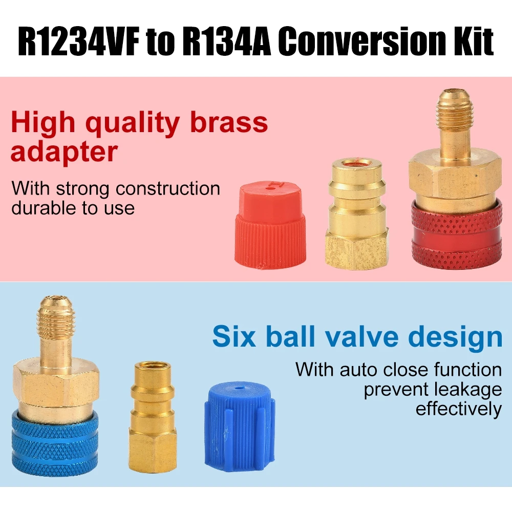 アダプターr134aからr1234yf,カプラコネクター,クイックフィッティング,エアコン冷媒補充キット,高低サイドアダプター