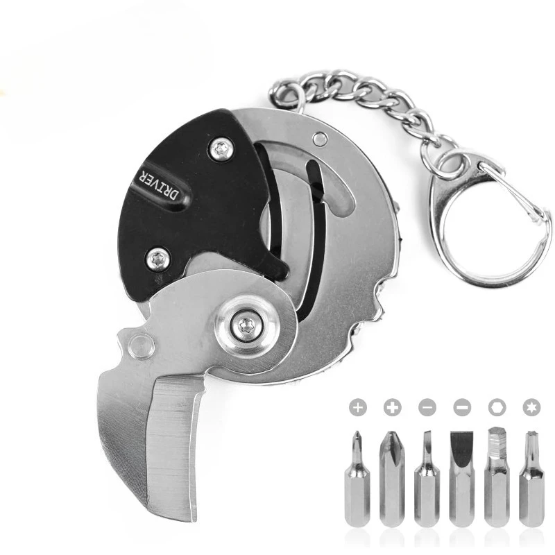 Multifunctional Keychain Screwdriver Hexagon Coin Outdoor EDC Tool Hexagon Folding Coin Knife Pocket Fold Mini Coltello Gear Pee