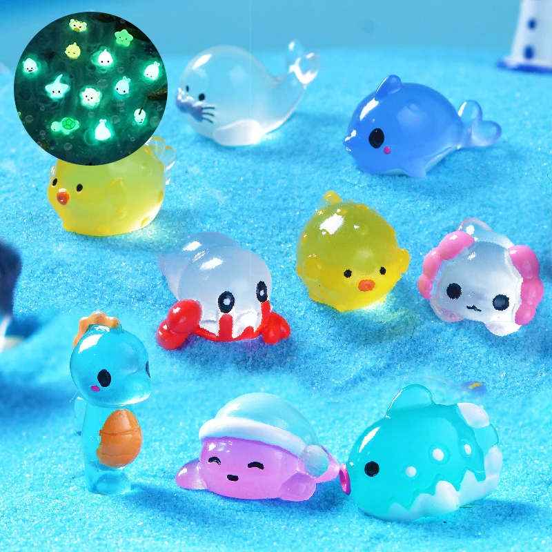 Creative Luminous Marine Animal Ornaments Decor DIY Home Figurines Miniatures Fish Tank Crafts Decor Landscaping