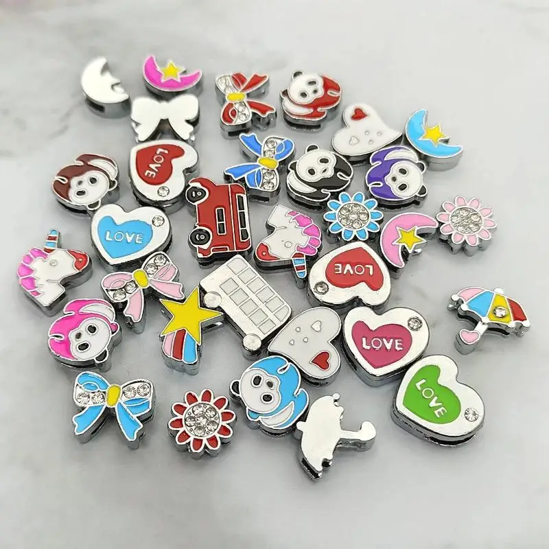 10PC/lot 8MM love Heart strawberry Slide Charm diy slide charms Fit For 8mm Leather Bracelet Necklace Fashion Jewelrys Making