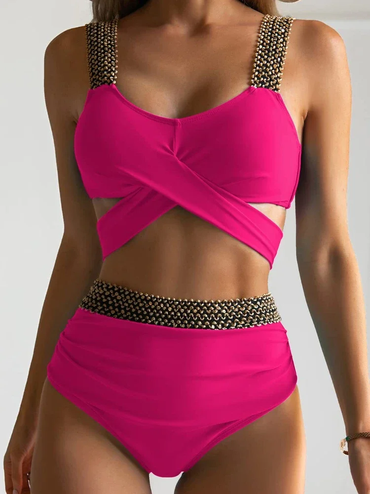 เซ็กซี่ Push Up บิกินี่ 2025 ชุดว่ายน้ําสตรี 2 ชิ้นชุดว่ายน้ําหญิงชุดบิกินี่เอวสูงชุดสีดําชุดว่ายน้ําบราซิล Biquini