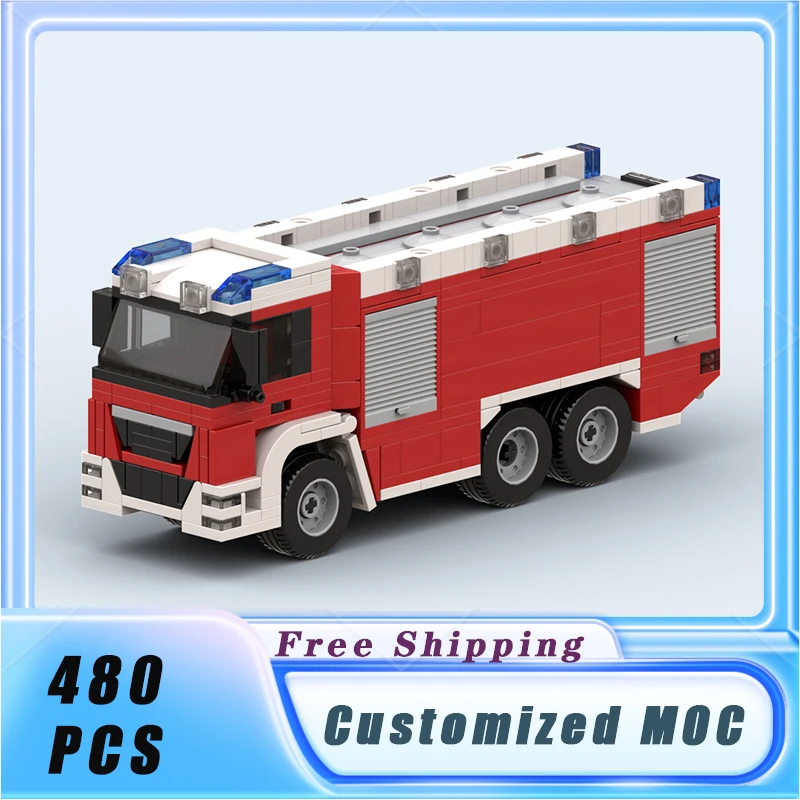 MOC Building Blocks Fire Tanker 480PCS City Vehicle Model Bricks Sets Assemble Display Children's Toys Gifts