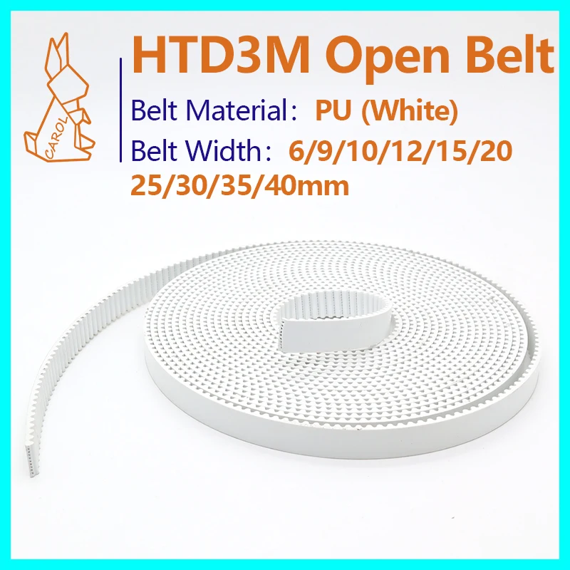 

HTD 3M Open Synchronous Belt 3M Open Polyurethane Steel PU Belt Width 9 10 15 20 30mm PU with Steel Core Belt HTD3M Timing Belt