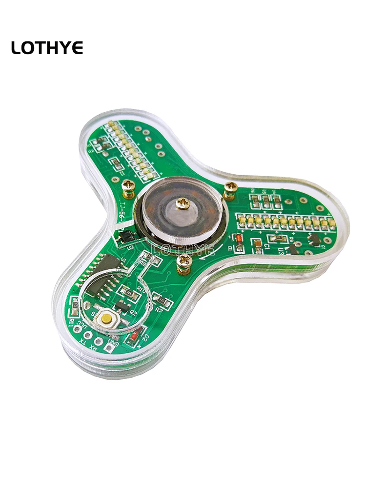 LED fidget spinner elektroniczny zestaw zrób to sam 3 liść żyroskop na palec Luminous Hall komponent 51 mikrokontroler spawanie DIY zestaw produkcyjny — zdjęcie 2