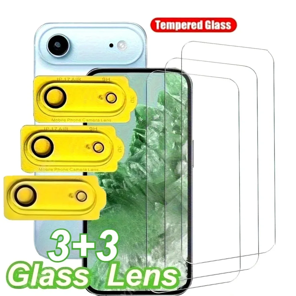 3er-Set Hochklarer Displayschutz für iPhone 17 16 15 14 13 Pro Max Air 16e 12 11 Pro 15 14 Plus mit 3er-Set HD-Kameraobjektivglas