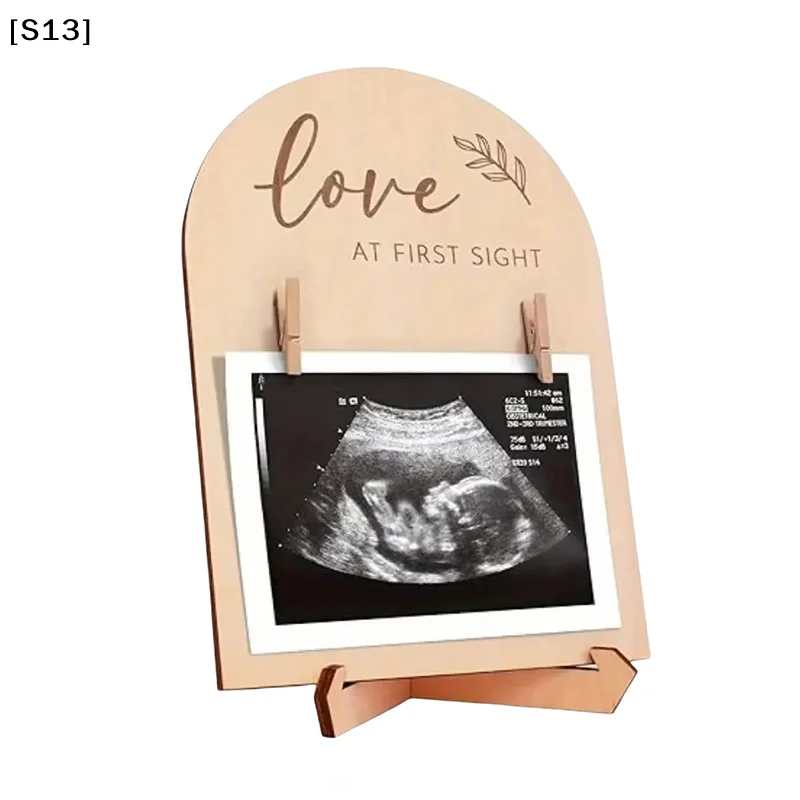 1 Set Expectant Mothers To Announce Pregnancy Or Baby Birth Ornament Wooden Ultrasonic Photo Frame[Q]Q@