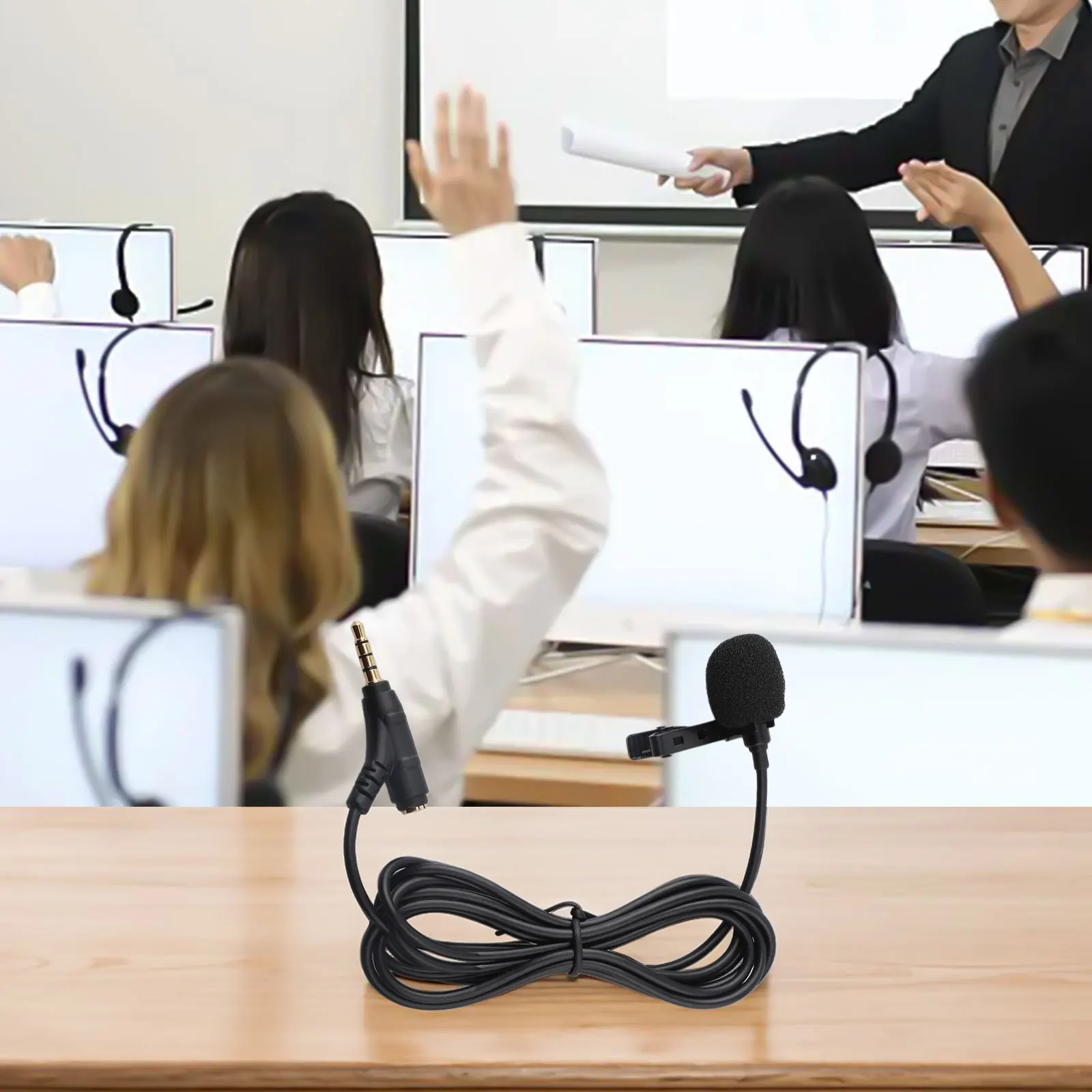 Кабельный микрофон 1,5 м для простой настройки, всенаправленный микрофон с зажимом, длина кабеля 1,5 м, четкий звук, захват