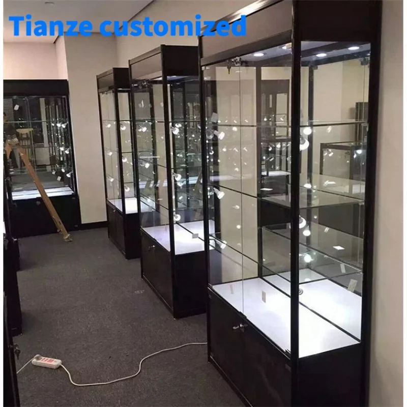 （customized）Standard and customized aluminium with led light glass display showcase