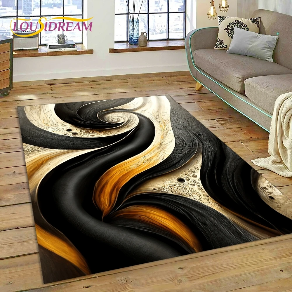 3D Luxurious Green Gold  Colour Marble Dream Rug Carpet for Living Room Bedroom Home Decor,Non-slip Decoration for Sofa Doormat