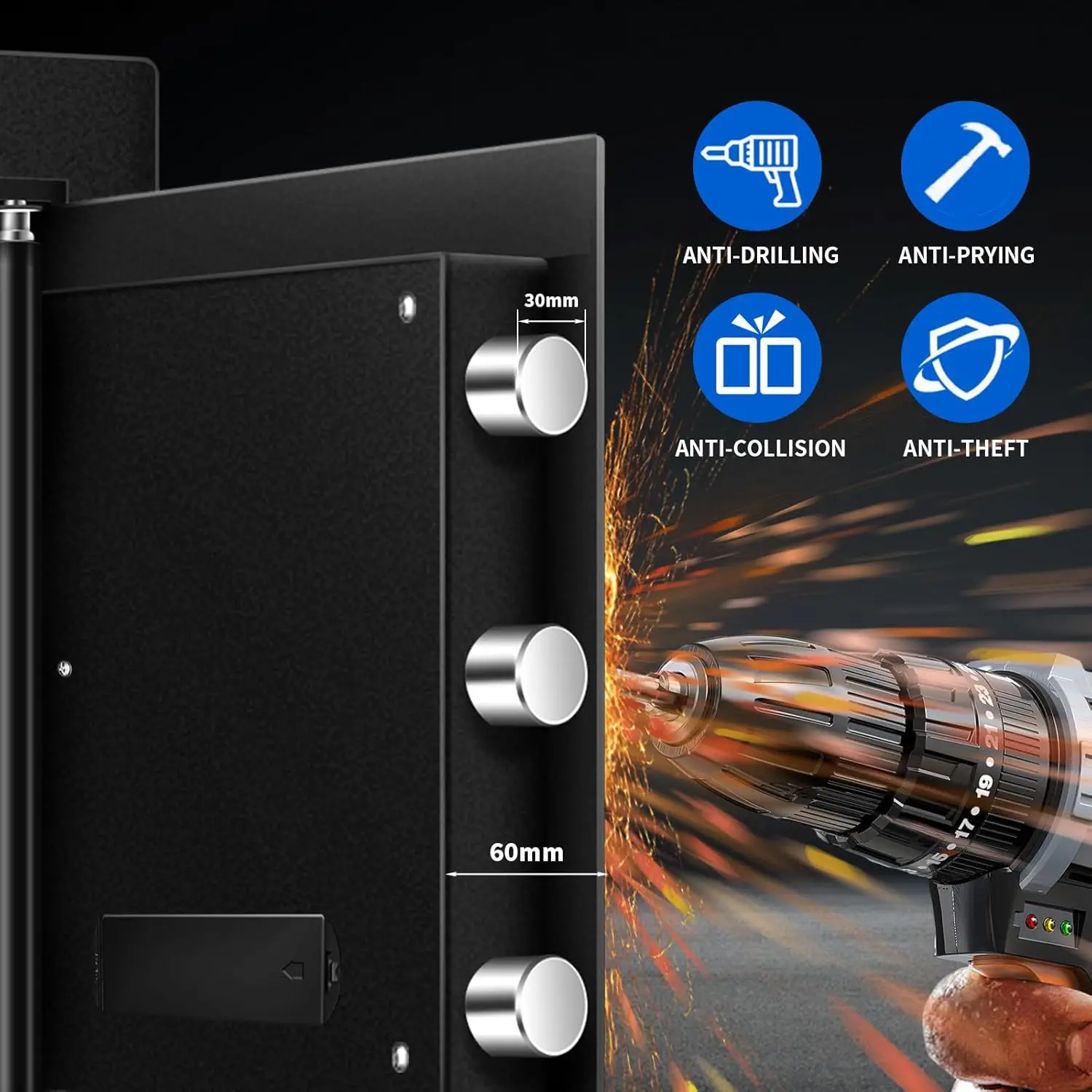 3.0 Cu Ft Large Safe Box For Home Documents with Type-C External Power - Steel Fireproof Security Safe Lock Box with Electronic