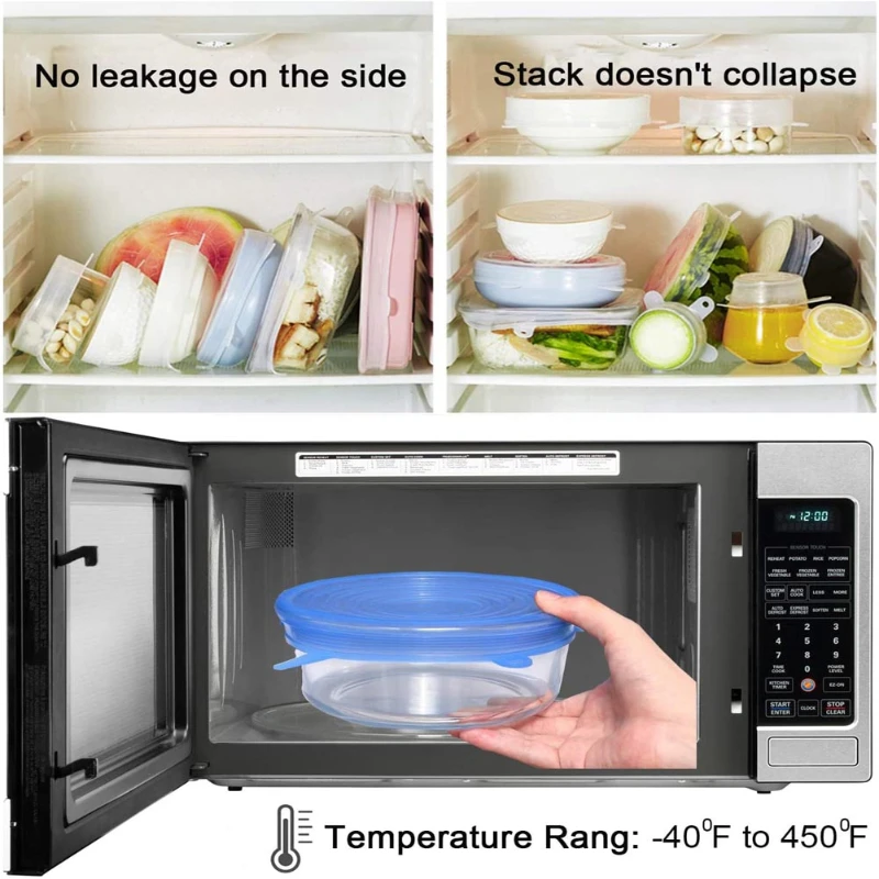 Silicone Stretch Food Covers Kitchen Fresh-keeping Lids Food Caps Elastic Expandable Microwave Airtight Plastic Wrap