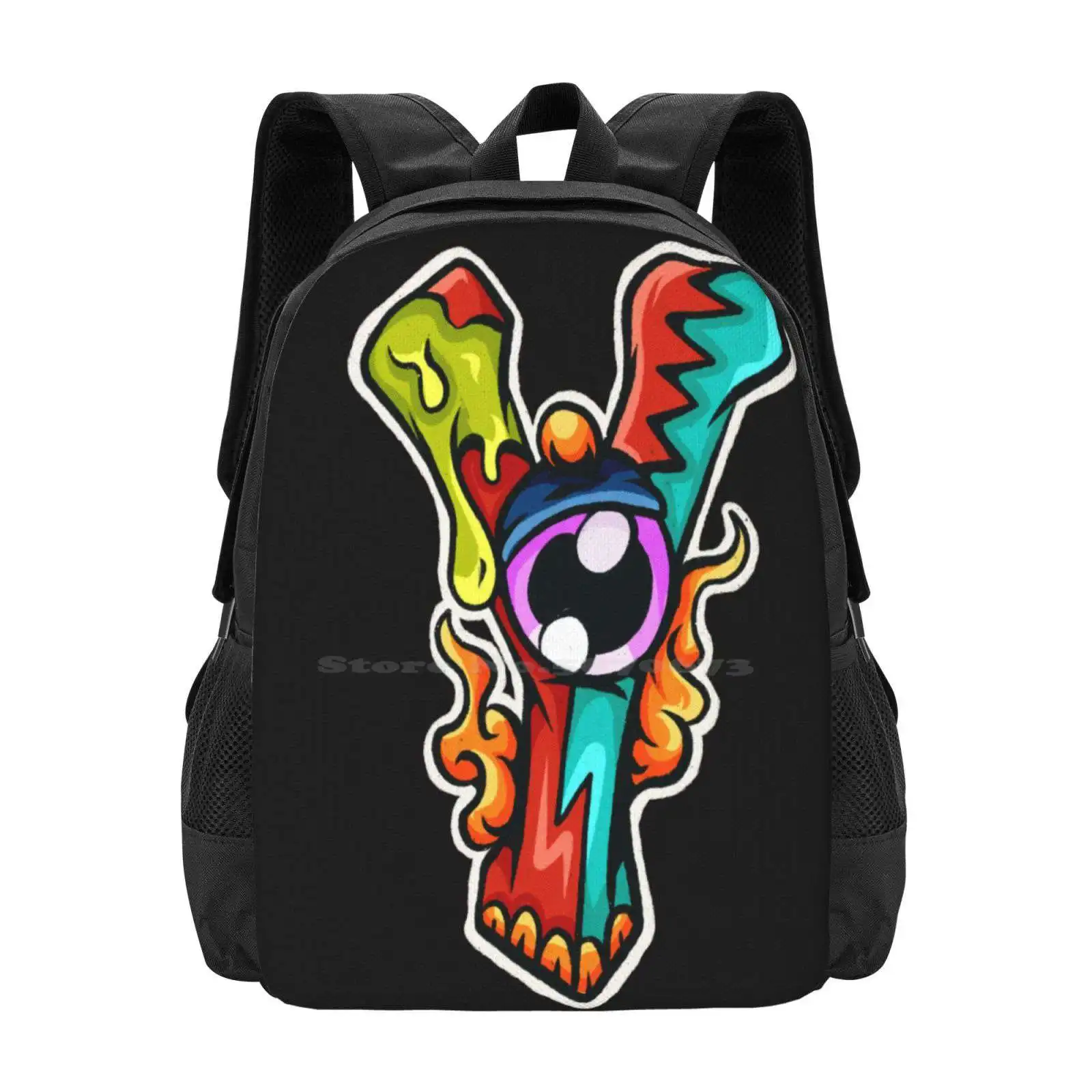 Y Large Capacity School Backpack Laptop Bags Alvabet Font Monster Holiday Hallowen Cute Kid