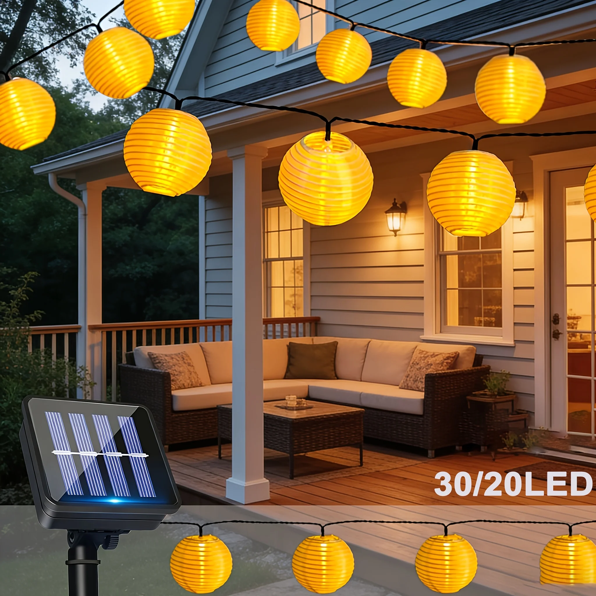 

Светодиодные солнечные гирлянды 30/20 LED, 6,5 м/5 м, водонепроницаемые, для сада, патио, свадьбы, вечеринки, декора на Рамадан