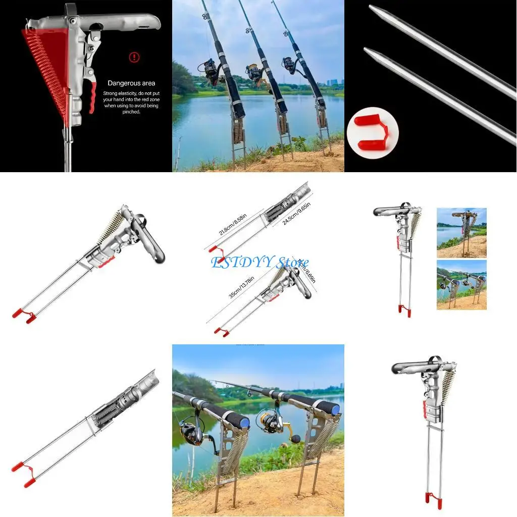 

G6DE Spring Support Stand Outdoor Fishing Tools Fishing Rod Bracket Stainless Steel Fishing Rod Holder Support Fishing Rack