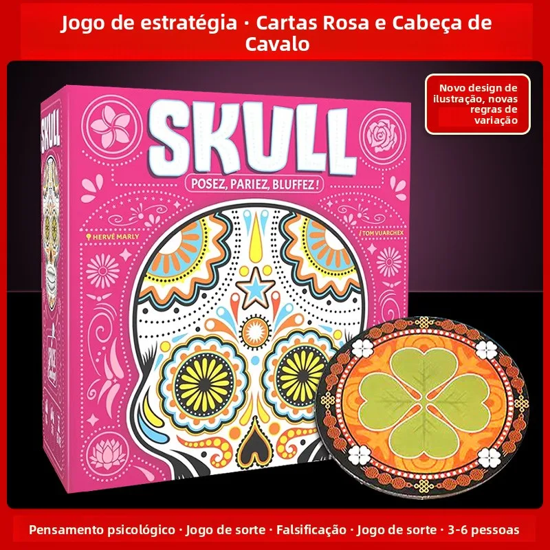 スカルローズとスケルトンカードテーブルゲーム-ウールブロー戦略裏切り大人向けパーティーゲーム-ボードゲーム-3～6人用-カジュアルタイプ