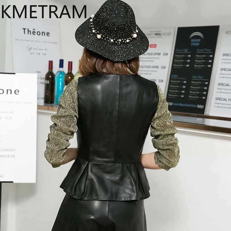 KMETRAM Natural Leather Vest Women 2024 Sheepskin Autumn Winter Clothes New Fashion Tanks Short Versatile Tops Ropa De Mujer