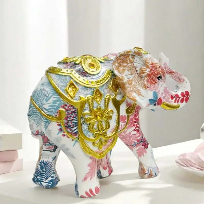 Decorative Elephant Statue Sophisticated Resin Ornament Animals Figurines Collectible Elephant Statue Decor For Desktop Table