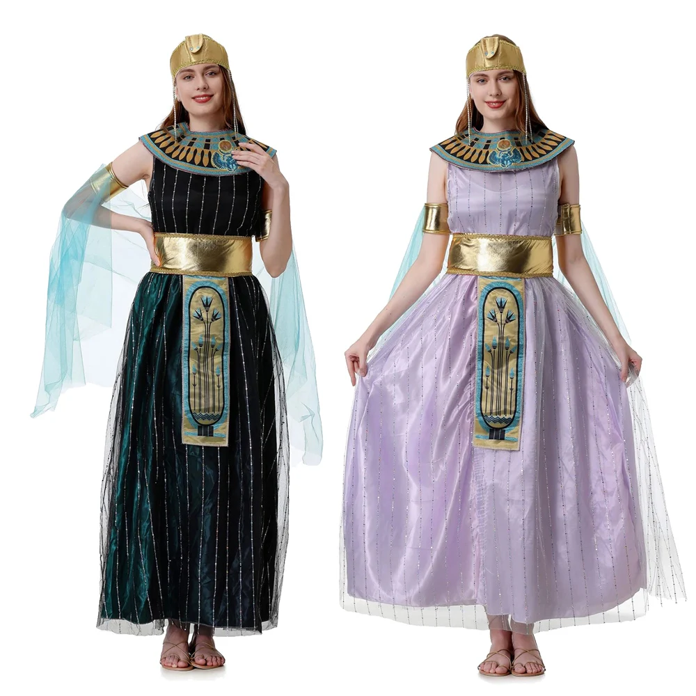 Adult Women Egyptian Goddess Cosplay Costume Halloween Roleplay Dress Up Holiday Party Pharaoh Fancy Dress Rave Outfit