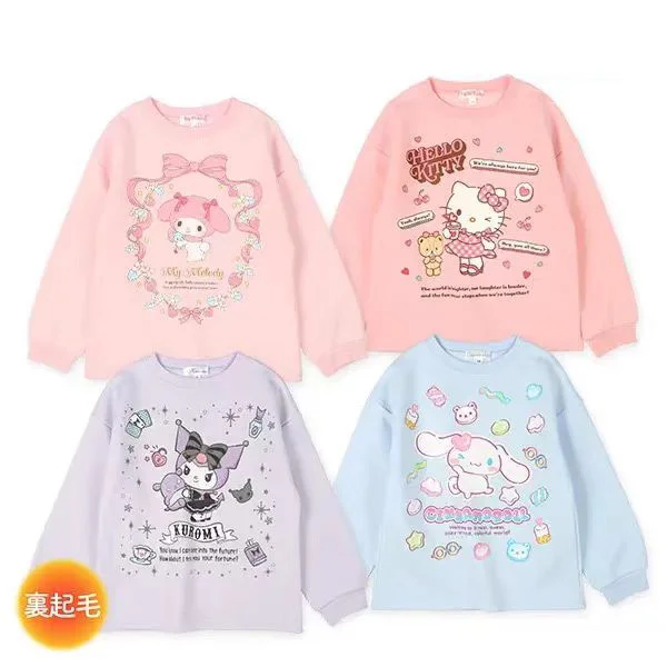 

Autumn Pullover Girl Soft Hello Kitty Cartoon Sanrio Anime Girl's Round Neck Sweatshirts Spring Children's Cinnamoroll Pullover