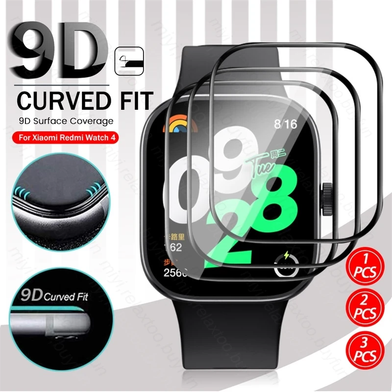 1-3PCS 9D Curved Soft Protective Glass For Redmi Watch 4 Smartwatch Full Cover Screen Protector Film Redmy Readmi Redme Watch4