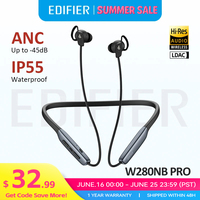 Edifier W280NB Pro Wireless Noise Cancelling Neckband Headphones Bluetooth V5.4 Hi-Res LDAC Sport Earphones IP55 Waterproof