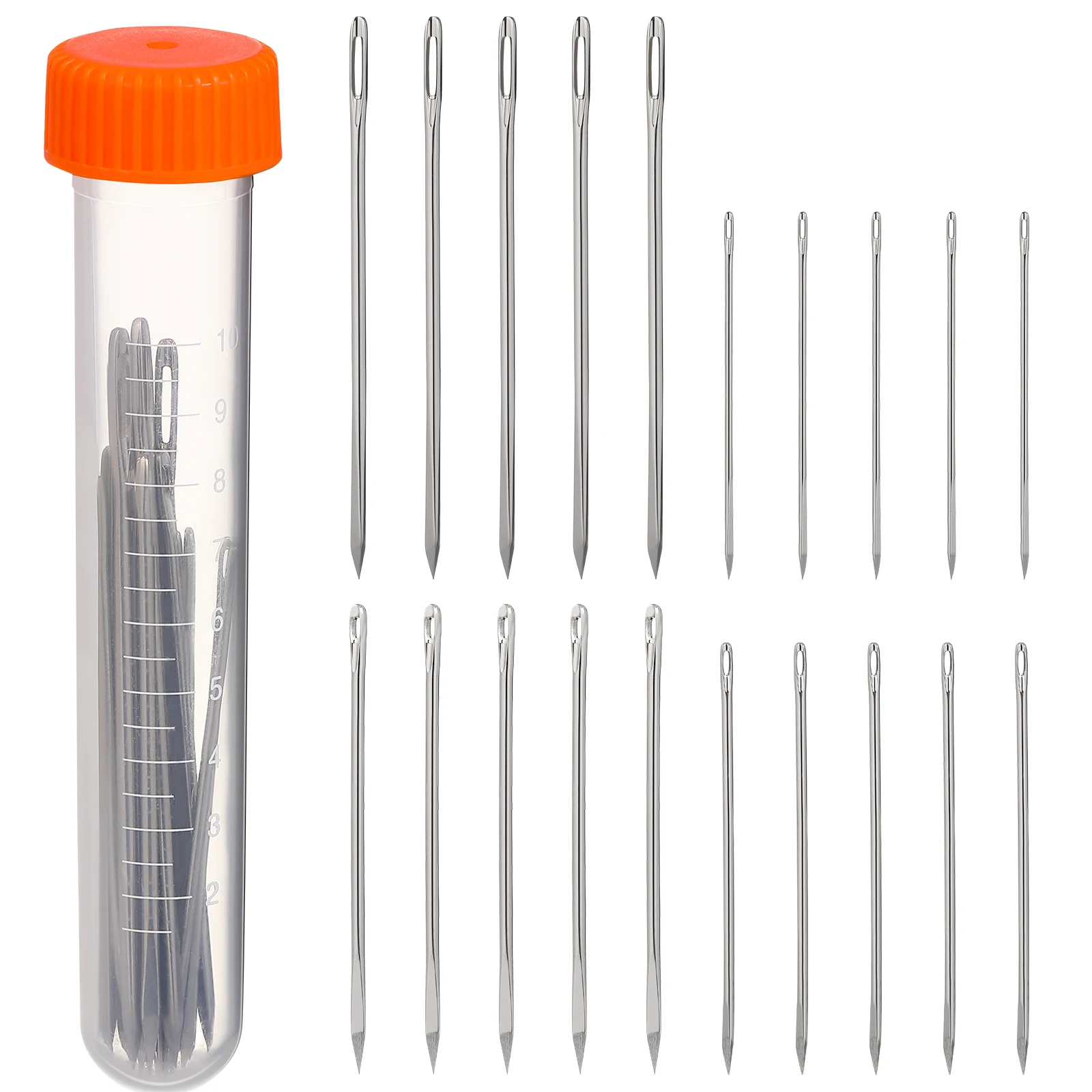 

20pcs Sewing Needle Set Durable Leathercraft Needles for Hand Upholstery Yarn Stitching 086x44 125x52 163x58 183x70mm Storage