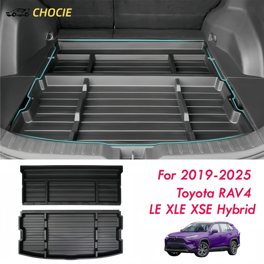 Hidden Trunk Organizer Tray For Toyota RAV4 2019-2025 LE XLE XSE Hybrid (Not Prime) RAV4 Trunk Cargo Divider Accessories